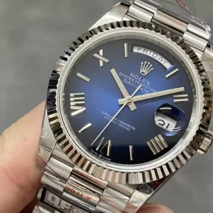 ROLEX DAY-DATE 228239 REPLICA 1:1 WATCH OMBRE BLUE QF 40MM 3 ĐỒNG HỒ ROLEX CHẾ TÁC DAY-DATE 228239 NAM CỌC SỐ LA MÃ REP 11 NHÀ MÁY Q 40MM