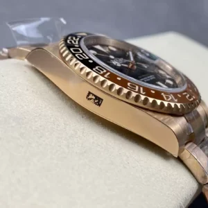 ROLEX REPLICA WATCHES GMT-MASTER ll 126715CHNR ROOT BEER CLEAN 40MM 5 ĐỒNG HỒ ROLEX CHẾ TÁC GMT-MASTER ll 126715CHNR ROOT BEER NAM ROSE GOLD NHÀ MÁY CLEAN 40MM