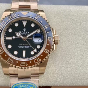 ROLEX REPLICA WATCHES GMT-MASTER ll 126715CHNR ROOT BEER CLEAN 40MM 1 ĐỒNG HỒ ROLEX CHẾ TÁC GMT-MASTER ll 126715CHNR ROOT BEER NAM ROSE GOLD NHÀ MÁY CLEAN 40MM