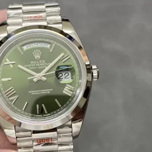ROLEX DAY-DATE 228206 SUPER FAKE WATCH GREEN DIAL PRESIDENT STRAP 40MM 1 ĐỒNG HỒ ROLEX DAY-DATE 228206 CHẾ TÁC NAM MẶT XANH LÁ CÂY REP 11 CAO CẤP 40MM