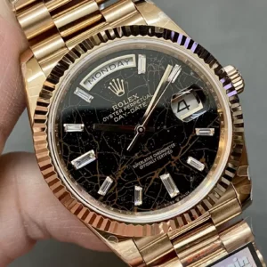 ROLEX DAY-DATE 228235 METEORITE DIAL REPLICA 11 WATCH Q FACTORY 40MM 1 ĐỒNG HỒ ROLEX DAY-DATE 228235 CHẾ TÁC MẶT SỐ NHAM THẠCH NAM VÀNG HỒNG NHÀ MÁY Q 40MM