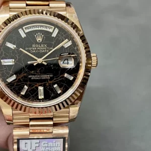 ROLEX DAY-DATE 228235 METEORITE DIAL REPLICA 11 WATCH Q FACTORY 40MM 3 ĐỒNG HỒ ROLEX DAY-DATE 228235 CHẾ TÁC MẶT SỐ NHAM THẠCH NAM VÀNG HỒNG NHÀ MÁY Q 40MM