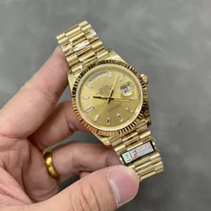 ROLEX DAY-DATE 228238 FAKE WATCH BAGUETTE NUMBER 185GRAM QF 40MM 4 ĐỒNG HỒ ROLEX DAY-DATE 228238 CHẾ TÁC NAM CỌC SỐ ĐÁ BAGUETTE 185GRAM NHÀ MÁY Q 40MM