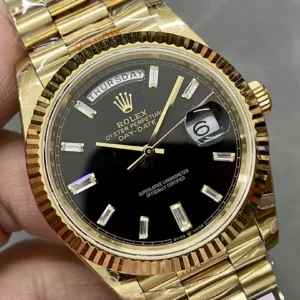 ROLEX DAY-DATE 228238 REPLICA WATCH BLACK DIAL 185GRAM 40MM 3 ĐỒNG HỒ ROLEX DAY-DATE 228238 NAM MẶT ĐEN CHẾ TÁC 185GRAM REPLICA 11 CAO CẤP 40MM
