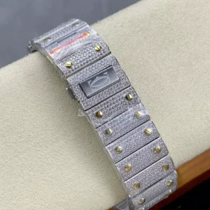 CARTIER SANTOS DEMI REPLICA 11 WATCH BLUE DIAL DEMI AMG FACTORY 40MM 7 ĐỒNG HỒ CARTIER SANTOS DEMI REPLICA 11 ĐÍNH FULL ĐÁ SWAROVSKI MẶT XANH AMG FACTORY 40MM