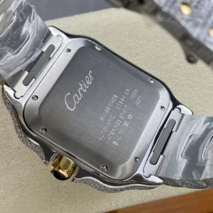 CARTIER SANTOS DEMI REPLICA 11 WATCH BLUE DIAL DEMI AMG FACTORY 40MM 6 ĐỒNG HỒ CARTIER SANTOS DEMI REPLICA 11 ĐÍNH FULL ĐÁ SWAROVSKI MẶT XANH AMG FACTORY 40MM