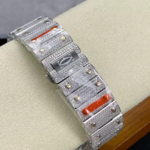 CARTIER SANTOS DEMI ROSE GOLD REPLICA WATCH RAINBOW NUMBER AMG 40MM 7 ĐỒNG HỒ CARTIER SANTOS DEMI ROSE GOLD REPLICA 11 ĐÍNH FULL ĐÁ SWAROVSKI AMG 40MM