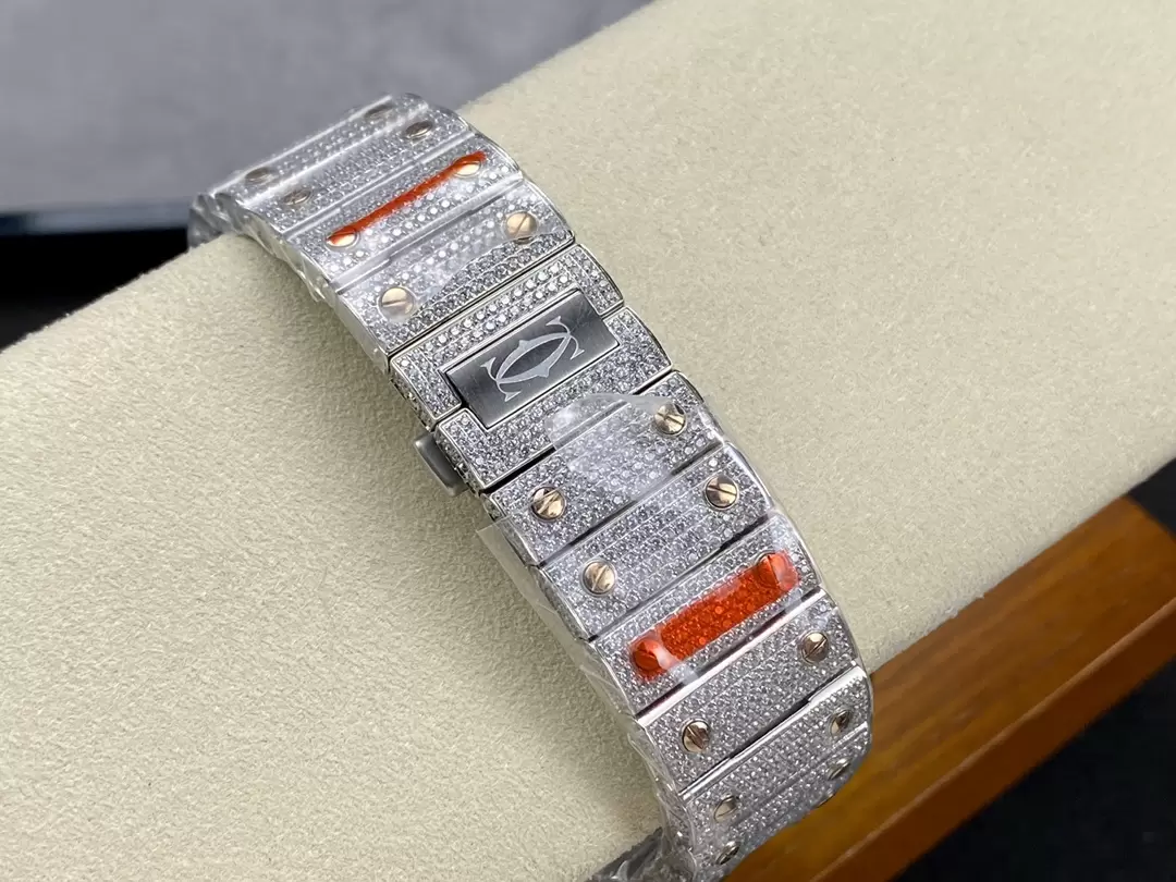 ĐỒNG HỒ CARTIER SANTOS DEMI ROSE GOLD REPLICA 11 ĐÍNH FULL ĐÁ SWAROVSKI AMG 40MM (3) ĐỒNG HỒ CARTIER SANTOS DEMI ROSE GOLD REPLICA 11 ĐÍNH FULL ĐÁ SWAROVSKI AMG 40MM