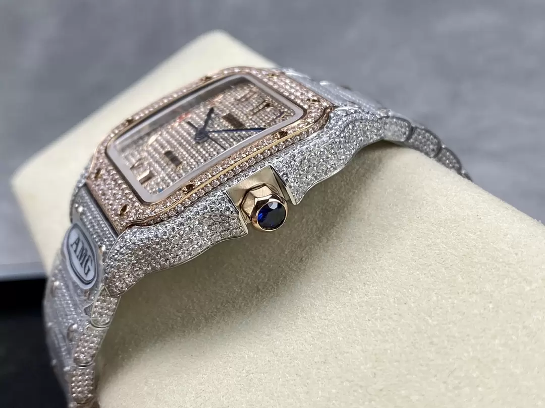 ĐỒNG HỒ CARTIER SANTOS DEMI ROSE GOLD REPLICA 11 ĐÍNH FULL ĐÁ SWAROVSKI AMG 40MM (5) ĐỒNG HỒ CARTIER SANTOS DEMI ROSE GOLD REPLICA 11 ĐÍNH FULL ĐÁ SWAROVSKI AMG 40MM