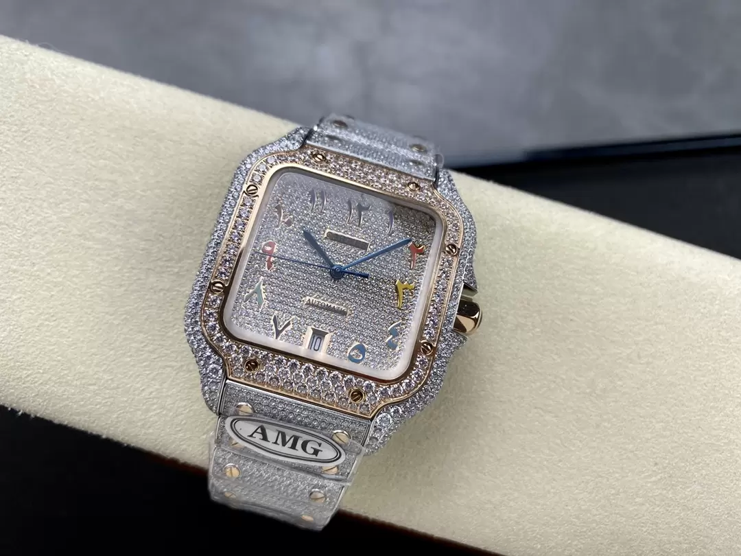 ĐỒNG HỒ CARTIER SANTOS DEMI ROSE GOLD REPLICA 11 ĐÍNH FULL ĐÁ SWAROVSKI AMG 40MM (7) ĐỒNG HỒ CARTIER SANTOS DEMI ROSE GOLD REPLICA 11 ĐÍNH FULL ĐÁ SWAROVSKI AMG 40MM