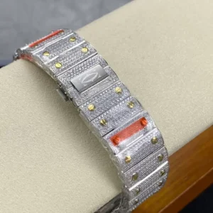 CARTIER SANTOS REP 11 WATCH ROMAN NUMBER DIAL WITH SWAROVSKI 40MM 7 ĐỒNG HỒ CARTIER SANTOS REP 11 ĐÍNH FULL ĐÁ SWAROVSKI CỌC SỐ LA MÃ 40MM