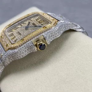 CARTIER SANTOS REP 11 WATCH ROMAN NUMBER DIAL WITH SWAROVSKI 40MM 5 ĐỒNG HỒ CARTIER SANTOS REP 11 ĐÍNH FULL ĐÁ SWAROVSKI CỌC SỐ LA MÃ 40MM