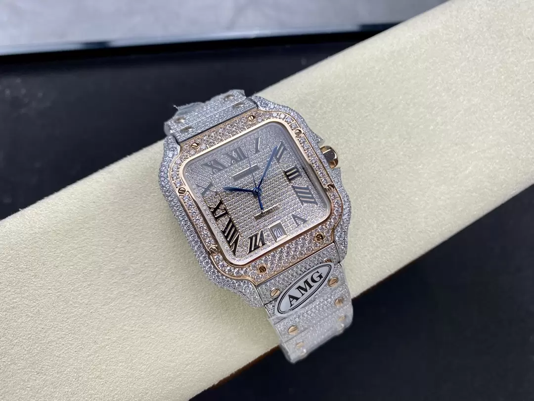 ĐỒNG HỒ CARTIER SANTOS REP 11 ROSE GOLD CỌC SỐ LA MÃ NHÀ MÁY AMG 40MM (7) ĐỒNG HỒ CARTIER SANTOS REP 11 ROSE GOLD CỌC SỐ LA MÃ NHÀ MÁY AMG 40MM