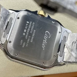 CARTIER SANTOS REPLICA WATCH DEMI WITH STONE AMG FACTORY 40MM 7 ĐỒNG HỒ CARTIER SANTOS REPLICA 11 DEMI ĐÍNH ĐÁ CỌC SỐ Ả RẬP NHÀ MÁY AMG 40MM