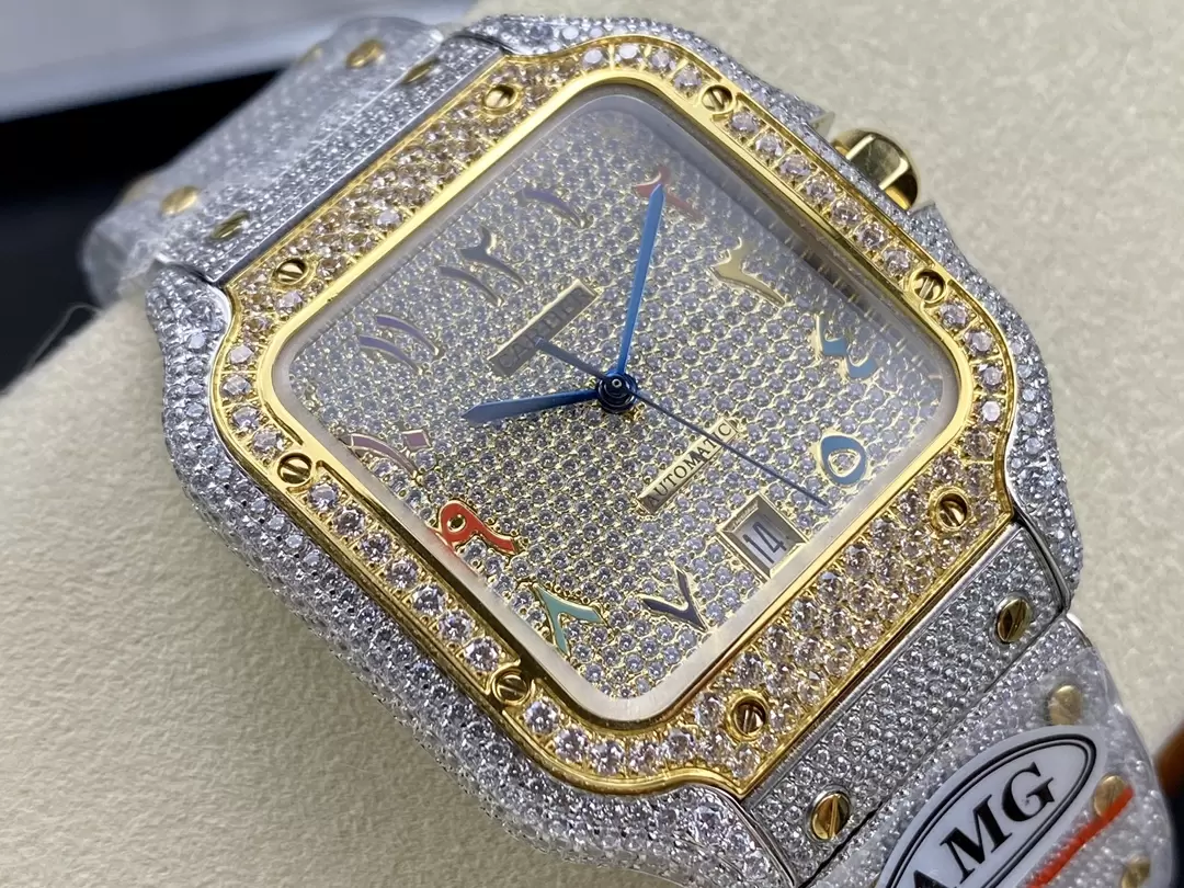 ĐỒNG HỒ CARTIER SANTOS REPLICA 11 DEMI ĐÍNH ĐÁ CỌC SỐ Ả RẬP NHÀ MÁY AMG 40MM (3) ĐỒNG HỒ CARTIER SANTOS REPLICA 11 DEMI ĐÍNH ĐÁ CỌC SỐ Ả RẬP NHÀ MÁY AMG 40MM