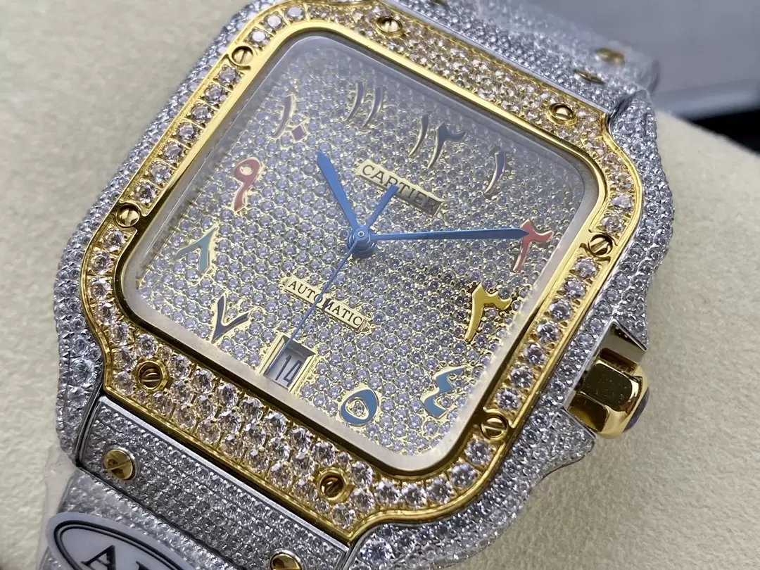 ĐỒNG HỒ CARTIER SANTOS REPLICA 11 DEMI ĐÍNH ĐÁ CỌC SỐ Ả RẬP NHÀ MÁY AMG 40MM (4) ĐỒNG HỒ CARTIER SANTOS REPLICA 11 DEMI ĐÍNH ĐÁ CỌC SỐ Ả RẬP NHÀ MÁY AMG 40MM