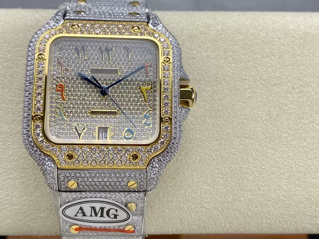 ĐỒNG HỒ CARTIER SANTOS REPLICA 11 DEMI ĐÍNH ĐÁ CỌC SỐ Ả RẬP NHÀ MÁY AMG 40MM (5) ĐỒNG HỒ CARTIER SANTOS REPLICA 11 DEMI ĐÍNH ĐÁ CỌC SỐ Ả RẬP NHÀ MÁY AMG 40MM