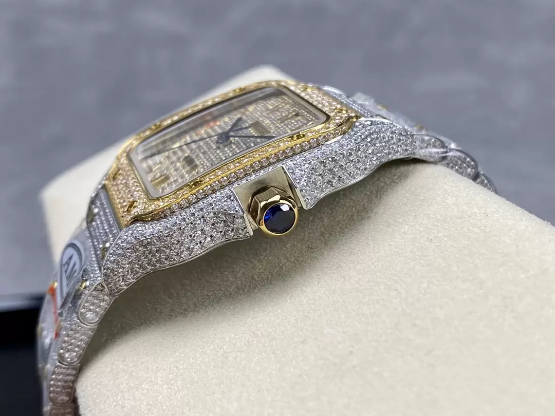 ĐỒNG HỒ CARTIER SANTOS REPLICA 11 DEMI ĐÍNH ĐÁ CỌC SỐ Ả RẬP NHÀ MÁY AMG 40MM (6) ĐỒNG HỒ CARTIER SANTOS REPLICA 11 DEMI ĐÍNH ĐÁ CỌC SỐ Ả RẬP NHÀ MÁY AMG 40MM
