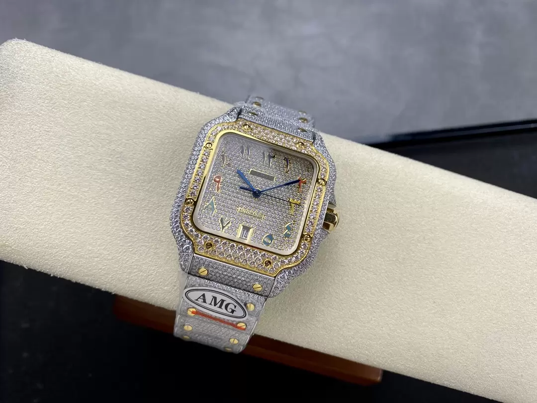 ĐỒNG HỒ CARTIER SANTOS REPLICA 11 DEMI ĐÍNH ĐÁ CỌC SỐ Ả RẬP NHÀ MÁY AMG 40MM (7) ĐỒNG HỒ CARTIER SANTOS REPLICA 11 DEMI ĐÍNH ĐÁ CỌC SỐ Ả RẬP NHÀ MÁY AMG 40MM