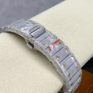 CARTIER SANTOS REPLICA WATCH DEMI WITH STONE AMG FACTORY 40MM 6 ĐỒNG HỒ CARTIER SANTOS REPLICA 11 DEMI ĐÍNH ĐÁ CỌC SỐ Ả RẬP NHÀ MÁY AMG 40MM