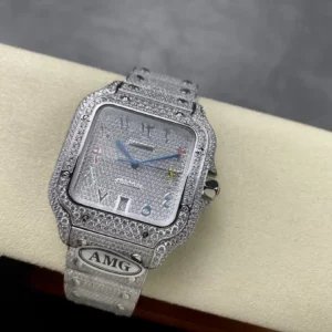 ĐỒNG HỒ NAM CARTIER SANTOS REP 11 ĐÍNH FULL ĐÁ MÁY AUTOMATIC AMG 40MM 2 ĐỒNG HỒ NAM CARTIER SANTOS REP 11 ĐÍNH FULL ĐÁ MÁY AUTOMATIC AMG 40MM