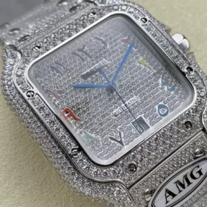 ĐỒNG HỒ NAM CARTIER SANTOS REP 11 ĐÍNH FULL ĐÁ MÁY AUTOMATIC AMG 40MM 1 ĐỒNG HỒ NAM CARTIER SANTOS REP 11 ĐÍNH FULL ĐÁ MÁY AUTOMATIC AMG 40MM