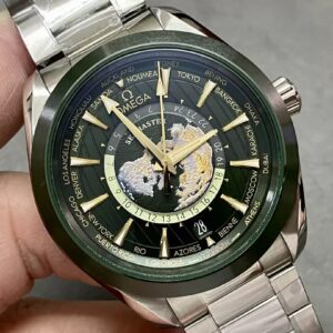 OMEGA SEAMASTER REPLICA WATCH GREEN AQUA TERRA WORLDTIMER VS 43MM 2 ĐỒNG HỒ OMEGA SEAMASTER REPLICA 11 GREEN AQUA TERRA WORLDTIMER NHÀ MÁY VS 43MMV