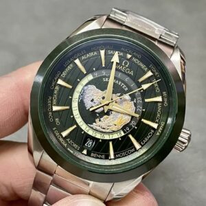 OMEGA SEAMASTER REPLICA WATCH GREEN AQUA TERRA WORLDTIMER VS 43MM 1 ĐỒNG HỒ OMEGA SEAMASTER REPLICA 11 GREEN AQUA TERRA WORLDTIMER NHÀ MÁY VS 43MM