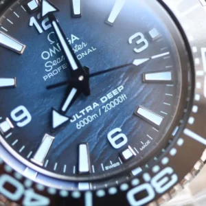 OMEGA SEAMASTER REPLICA WATCH OCEAN BLUE DIAL STEEL STRAP 45MM 1 ĐỒNG HỒ OMEGA SEAMASTER REPLICA 11 OCEAN BLUE CỌC SỐ DẠ QUANG 45MM