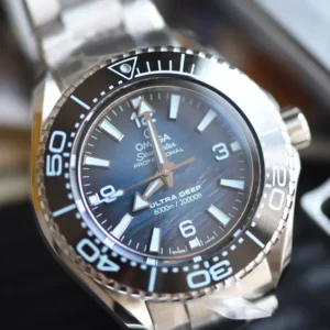 OMEGA SEAMASTER REPLICA WATCH OCEAN BLUE DIAL STEEL STRAP 45MM 3 ĐỒNG HỒ OMEGA SEAMASTER REPLICA 11 OCEAN BLUE CỌC SỐ DẠ QUANG 45MM