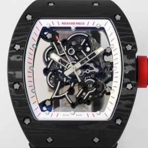 RICHARD MILLE RM055 REPLICA WATCH BLACK WHITE DIAL FULL CACBON ZF 49.9X42.7MM 1 ĐỒNG HỒ RICHARD MILLE RM055 REPLICA 11 LỘ CƠ VỎ ĐEN FULL CACBON NHÀ MÁY ZF 49.9X42.7MM
