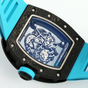 RICHARD MILLE RM055 REPLICA WATCH BLUE DIAL ZF FACTORY 49.9X42.7MM 7 ĐỒNG HỒ RICHARD MILLE RM055 REPLICA 11 MẶT XANG DƯƠNG LỘ CƠ NHÀ MÁY ZF 49.9X42.7MM