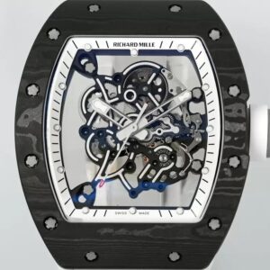 RICHARD MILLE RM055 REPLICA WATCHES CARBON CASE WHITE RUBBER STRAP ZF FACTORY 49.9X42.7MM 1 ĐỒNG HỒ RICHARD MILLE RM055 REPLICA 11 VIỀN CACBON DÂY CAO SU TRẮNG CAO CẤP ZF FACTORY 49.9X42.7MM