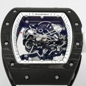 RICHARD MILLE RM055 REPLICA WATCHES CARBON CASE WHITE RUBBER STRAP ZF FACTORY 49.9X42.7MM 2 ĐỒNG HỒ RICHARD MILLE RM055 REPLICA 11 VIỀN CACBON DÂY CAO SU TRẮNG CAO CẤP ZF FACTORY 49.9X42.7MM