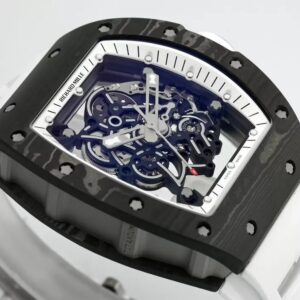 RICHARD MILLE RM055 REPLICA WATCHES CARBON CASE WHITE RUBBER STRAP ZF FACTORY 49.9X42.7MM 4 ĐỒNG HỒ RICHARD MILLE RM055 REPLICA 11 VIỀN CACBON DÂY CAO SU TRẮNG CAO CẤP ZF FACTORY 49.9X42.7MM