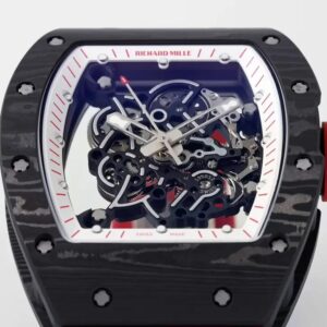 RICHARD MILLE RM055 REPLICA 11 WATCH RED DIAL RUBBER STRAP ZF 49.9X42.7MM 2 ĐỒNG HỒ RICHARD MILLE RM055 REPLICA 11 VỎ SỢI CACBON NTPT NHÀ MÁY ZF 49.9X42.7MM