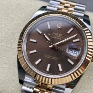 ROLEX DATEJUST 126331 REPLICA WATCHES CHOCOLATE DIAL CLEAN FACTORY 41MM 2 ĐỒNG HỒ ROLEX DATEJUST 126331 REPLICA 11 CỌC SỐ DẠ QUANG NHÀ MÁY CLEAN 41MM
