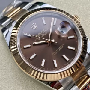 ROLEX DATEJUST 126331 REPLICA CHOCOLATE DIAL WATCH DEMI CLEAN 41MM 1 ĐỒNG HỒ ROLEX DATEJUST 126331 REPLICA 11 MẶT CHOCOLATE CỌC SỐ DẠ QUANG 41MM