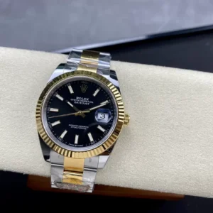 ROLEX DATEJUST 126333 REPLICA WATCHES BLACK DIAL DEMI YELLOW GOLD CLEAN 41MM 3 ĐỒNG HỒ ROLEX DATEJUST 126333 REPLICA 11 MẶT ĐEN CỌC SỐ DẠ QUANG NHÀ MÁY CLEAN 41MM