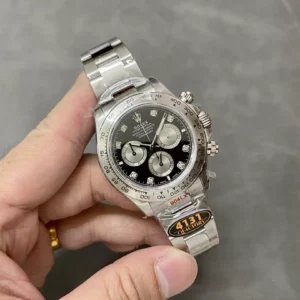 ROLEX DAYTONA 126509 COSMOGRAPH IMITATION WATCHES BLACK DIAL RHINESTONE HOURS QF FACTORY 40MM 1 ĐỒNG HỒ ROLEX DAYTONA 126509 COSMOGRAPH REPLICA 11 CỌC SỐ ĐÍNH ĐÁ NHÀ MÁY QF 40MM