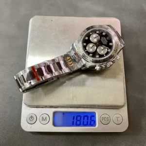 ROLEX DAYTONA 126509 COSMOGRAPH IMITATION WATCHES BLACK DIAL RHINESTONE HOURS QF FACTORY 40MM 7 ĐỒNG HỒ ROLEX DAYTONA 126509 COSMOGRAPH REPLICA 11 CỌC SỐ ĐÍNH ĐÁ NHÀ MÁY QF 40MM