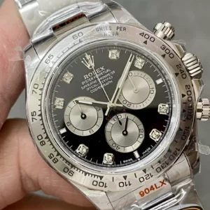 ROLEX DAYTONA 126509 COSMOGRAPH IMITATION WATCHES BLACK DIAL RHINESTONE HOURS QF FACTORY 40MM 3 ĐỒNG HỒ ROLEX DAYTONA 126509 COSMOGRAPH REPLICA 11 CỌC SỐ ĐÍNH ĐÁ NHÀ MÁY QF 40MM