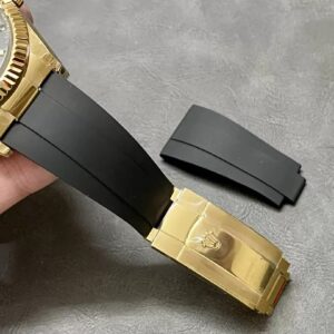 ROLEX SKY DWELLER 336238 REP BLACK DIAL WATCH PLATED GOLD 42MM 8 ĐỒNG HỒ ROLEX SKY DWELLER 336238 REP 11 MẶT ĐEN MẠ VÀNG DÂY CAO SU CAO CẤP 42MM