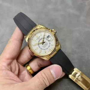 ROLEX SKY DWELLER 336238 REPLICA WATCH WHITE DIAL RUBBER STRAP 42MM 3 ĐỒNG HỒ ROLEX SKY DWELLER 336238 REPLICA 11 MẶT TRẮNG CỌC SỐ DẠ QUANG 42MM
