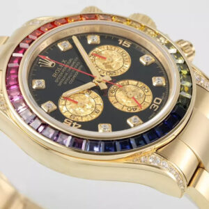 ROLEX DAYTONA RAINBOW SUPER FAKE WATCH GOLD Z FACTORY 40MM 4 ĐỒNG HỒ ROLEX DAYTONA RAINBOW SUPER FAKE GOLD ĐÍNH ĐÁ ZFACTORY 40MM (1)