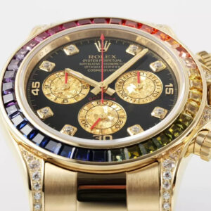 ROLEX DAYTONA RAINBOW SUPER FAKE WATCH GOLD Z FACTORY 40MM 3 ĐỒNG HỒ ROLEX DAYTONA RAINBOW SUPER FAKE GOLD ĐÍNH ĐÁ ZFACTORY 40MM (1)