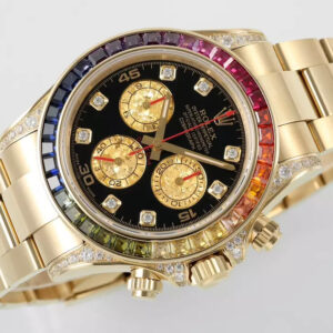 ROLEX DAYTONA RAINBOW SUPER FAKE WATCH GOLD Z FACTORY 40MM 2 ĐỒNG HỒ ROLEX DAYTONA RAINBOW SUPER FAKE GOLD ĐÍNH ĐÁ ZFACTORY 40MM (1)