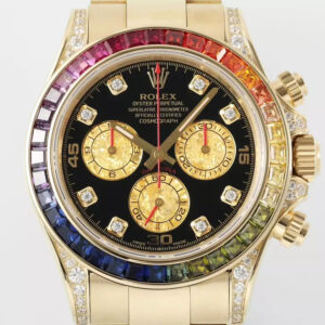 ROLEX DAYTONA RAINBOW SUPER FAKE WATCH GOLD Z FACTORY 40MM 1 ĐỒNG HỒ ROLEX DAYTONA RAINBOW SUPER FAKE GOLD ĐÍNH ĐÁ ZFACTORY 40MM (1)