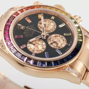 ĐỒNG HỒ ROLEX DAYTONA RAINBOW SUPER FAKE ROSE GOLD MẶT ĐEN Z FACTORY 40MM 3 ĐỒNG HỒ ROLEX DAYTONA RAINBOW SUPER FAKE ROSE GOLD MẶT ĐEN ZFACTORY 40MM (1)