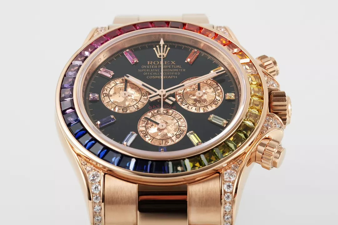 ĐỒNG HỒ ROLEX DAYTONA RAINBOW SUPER FAKE ROSE GOLD MẶT ĐEN ZFACTORY 40MM (8) ĐỒNG HỒ ROLEX DAYTONA RAINBOW SUPER FAKE ROSE GOLD MẶT ĐEN ZFACTORY 40MM (1)